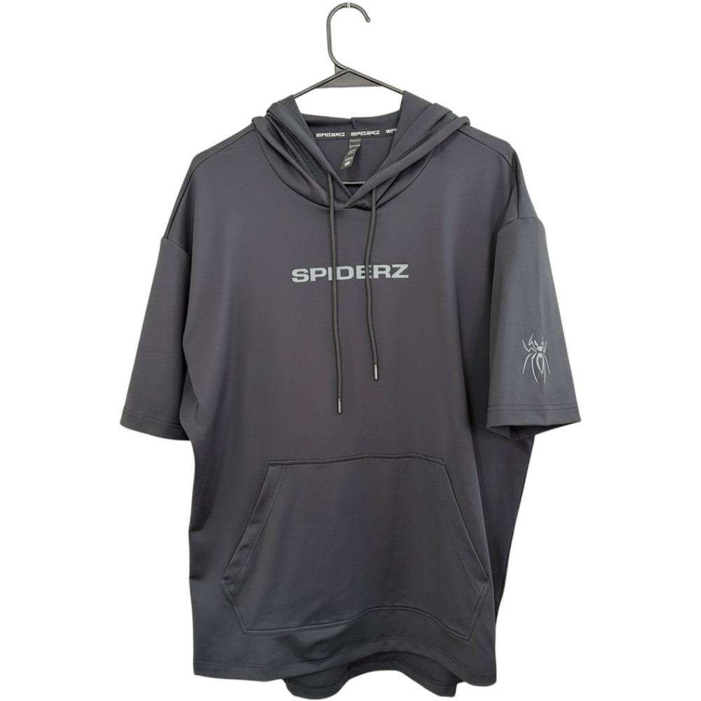 Spiderz Short Sleeve Training Performance Hoodie L Gray Athletic Training Shirt
